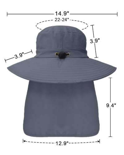 Image of Outdoor Sun Hats with Stowable Neck Flap for Men Women UPF 50+ Mesh Summer Bucket Hat Wide Brim for Fishing Safari Hiking