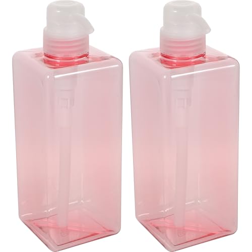 TOGEVAL Set 2 Pezzi Bottiglie di Liquido 650 Ml Quadrate Pompa, Distributori di Shampoo e Sapone Ricaricabili per Casa, Bagno e Hotel, Erogatori Pratici per Lozioni e Detergenti