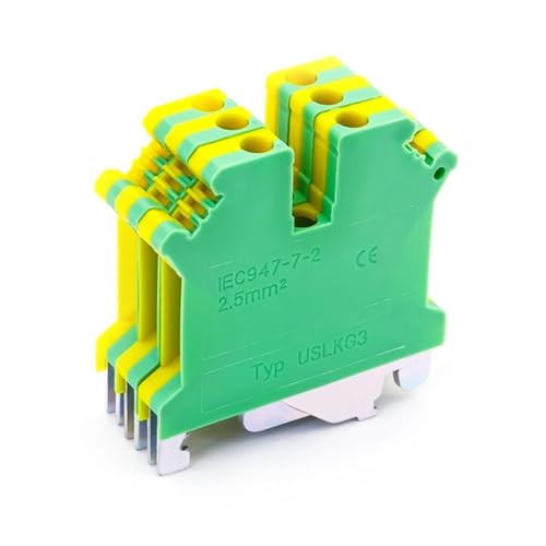 Bloques de terminales USLKG-3N para riel DIN, conector universal de tierra PE, 10 unidades