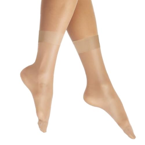 Pinochukka 3 Pairs Ladies 15 Denier Glossy Anklets Socks Smooth Knit Sheer Socks Multipack (UK, Alpha, One Size, Regular, Regular, Nude)