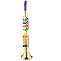 Lewtemi Gold Clarinet Musical Instruments Toy for Kid Toddler Fake Plastic Preschool Music Toy Gift Portable Wind Instrument Early Educational Teaching Songs Gifts for Toddlers Children