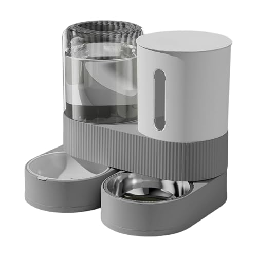 Elevated Dog Feeding Station with Leak-Proof Water Bottle, Detachable Metal Dish & Space-Saving Design Removable Double Dish Set