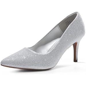DREAM PAIRS Women's High Stiletto Heels Closed Pointed Toe Dress Pumps Shoes for Wedding Work Office Business, 3 Inches 5 Silver/Glitter