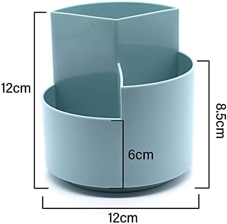Rotating Pen Holder with 3 Compartments Desk Organiser Office Organiser Creative Pencil Holder Makeup Pot Multipurpose Desktop Organiser Storage Pencil Pot for Desk (blue)