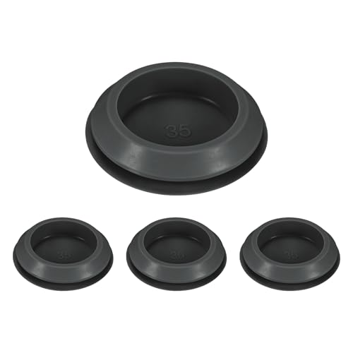 Image of M METERXITY 4-Packs Silicone Hole Plugs, Snap in Locking Hole Plugs for 35-38mm Hole, Round Hole Rubber Plug Kitchen Bulkheads Waterproof Sealing Plugs [Black]