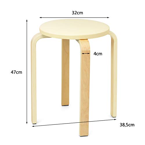 image for COSTWAY 4-Pack Bentwood Stack Stools, 18.5-Inch Portable Stackables wi