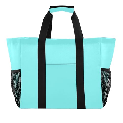 KLL Beach Bag Canvas Collapsable With Pockets Grocery Shopping Tote