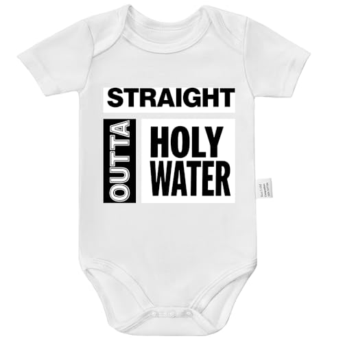 Straight Outta Holy Water Bodysuit, Cute Matching Family Outfits, Funny Boys Girls Short Sleeve Jumpsuit Outfits