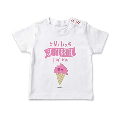SUPERMOLON Camiseta bebé Mi tía se derrite por mi Blanco 1-2 años