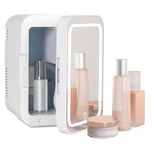 YU YUSING 4L Mini Kosmetik Kühlschrank mit LED Spiegel, Mini Kühlschrank mit LED Licht...