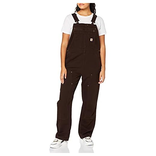 Carhartt Womens Crawford Double Front Bib Overalls Coveralls, Dark Brown, Small Short US