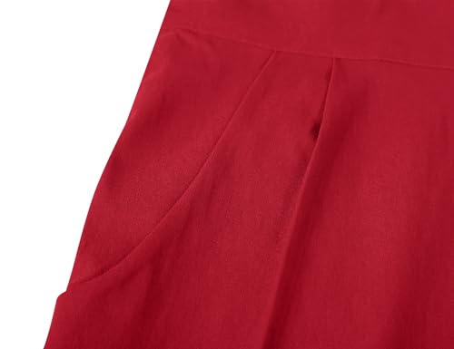 Image of MUXXN Women's Midi Pencil 1950s Vintage Cocktail 3 /4 Sleeve Tie Neck Bodycon Mid-Calf Dress with Pockets