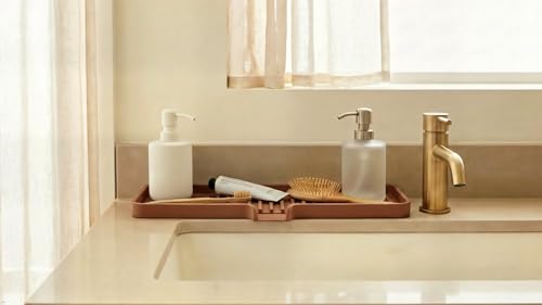Happitasa Silicone Soap Dish Tray and Sponge Holder with Drain Chute, Rectangular, Kitchen and Bathroom Sink Organizer (Vanilla Cream, 12"x4") by Happitasa - Used condition - Image 9