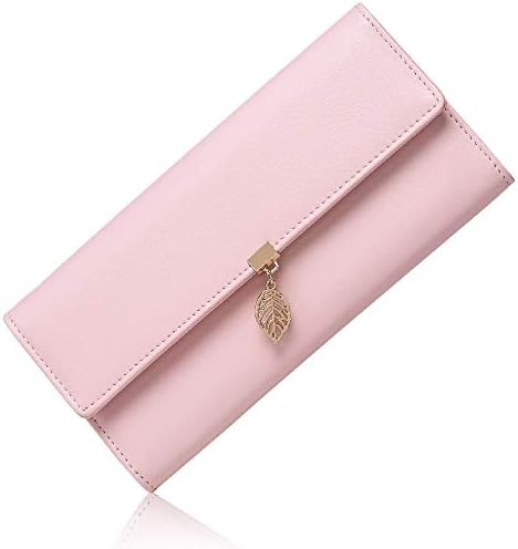GOIACII Ladies Purse, Leather Women's Wallet RFID Blocking Long Purse Heart-Shaped Pendant Zipper Coin Purse with Multiple Card Slots and Card Holders Phone Pocket