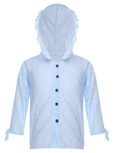 Little Girl Button Down Hoodie Sun Protection Jacket Hooded Cooling Shirt Casual Top3
