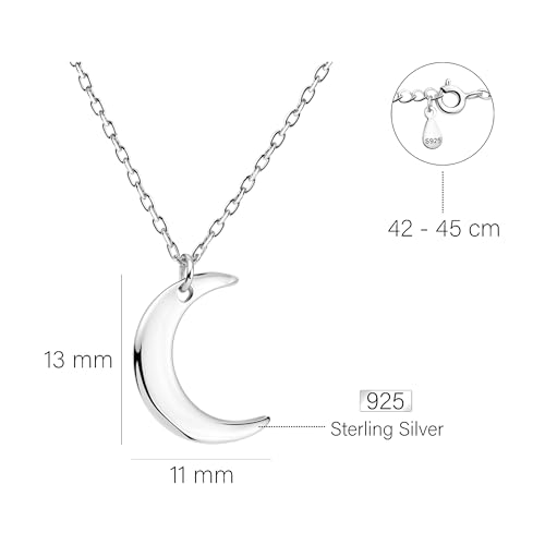Sofia Milani - Solid 925 Sterling Silver Necklace for Women - Moon Pendant - 502414