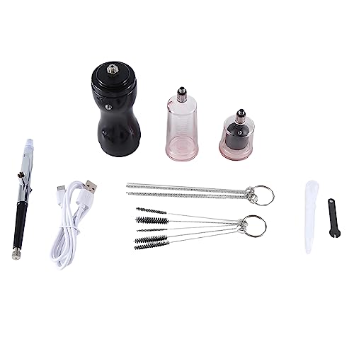 Sctecoau Kit de AeróGrafo con Compresor 30PSI AeróGrafo PortáTil InaláMbrico para Pintura de Bricolaje, DecoracióN de Pasteles, Galleta-Negro