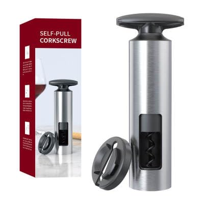 WOWSE 3 in 1 Self-Pulling Screw-pull Stainless Steel Wine Opener with Foil Cutter - Manual and Labor Saving - No need to charge. Easy-Turn few rotations