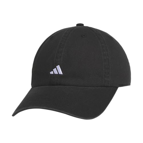 adidas Women's Saturday Hat – Relaxed Fit Strapback Baseball Cap, Black/White/3, OSFA