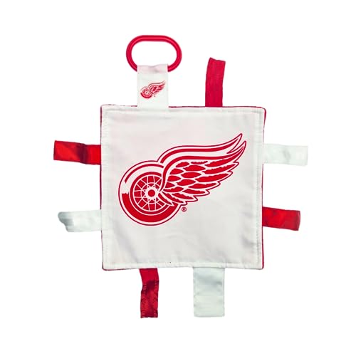 Image of The Learning Lovey Detroit Redwings Baby Tag Toy - NHL Hockey Baby Sensory Crinkle Toys - Soft & Safe - Ideal Baby Stroller Toy - BPA Free w/Stroller Clip (8" x 8" Tag Toy)…
