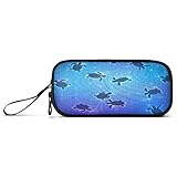 Kcldeci Federmäppchen, Motiv: schwimmende Babyschildkröten, hohe Kapazität, Galaxie, leuchtendes Meerestier, Ozean, langlebig, Stiftetasche, Tasche, Organizer, Etui mit Griff und Schlaufe