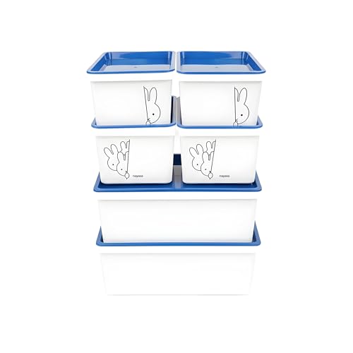 Image of Nayasa Lego Print Stack N Store Big 2, Small 4 | Plastic Storage Boxes With Lid | Side Handle | Stackable Boxes | Can Be Used For Multipurpose Storage | Strong And Durable Quality | Blue