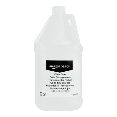 Image of Amazon Basics All Purpose Washable Clear Liquid School Glue for Making Slime, Paper, Cardboard, Wood, Craft Projects, 128 fl oz