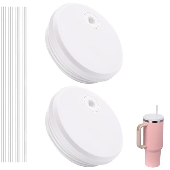 2 Pack 40 oz Tumbler Lid Replacement for 40oz Stanley Quencher 2.0, Replacement Tumbler Lids Covers Fit for Stanley Cup (White 2 Pack)