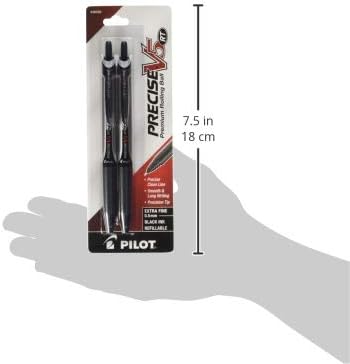 PILOT Precise V5 RT Retractable Rolling Ball Pens, Extra Fine Point, Black Ink, 6 Pens