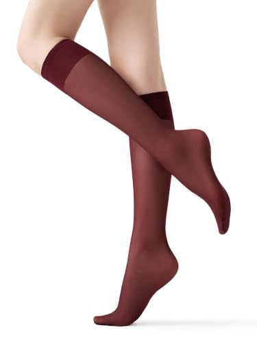 Image of MOOCHI Women's Sheer Knee High Stockings 6 Pairs 20 Denier Nylon Socks