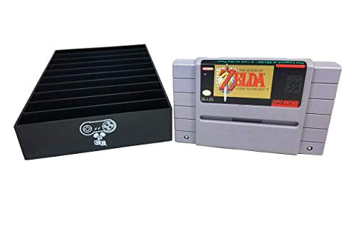 Image of Collector Craft, Black, SNES Compatible Cartridge Holder, Holds 10 Games, Clutter Reducing, Retro Video Game Collection, Works with Super Nintendo Entertainment System NTSC and PAL Cartridges