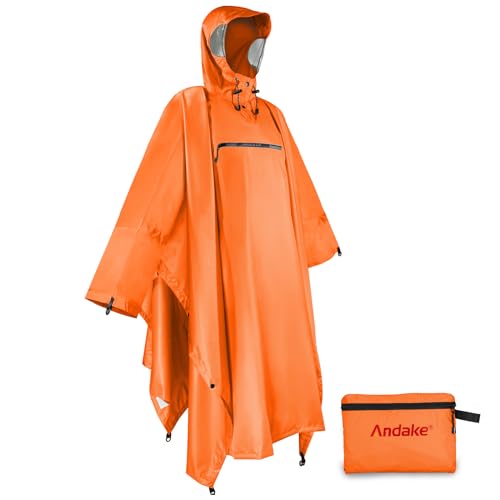 Andake Poncho Uomo Donna Impermeabile Unisex Giacca da Pioggia Antivento Resistente alle Rughe Impermeabile riutilizzabile per Campeggio Escursionismo Outdoor e Uso Quotidiano