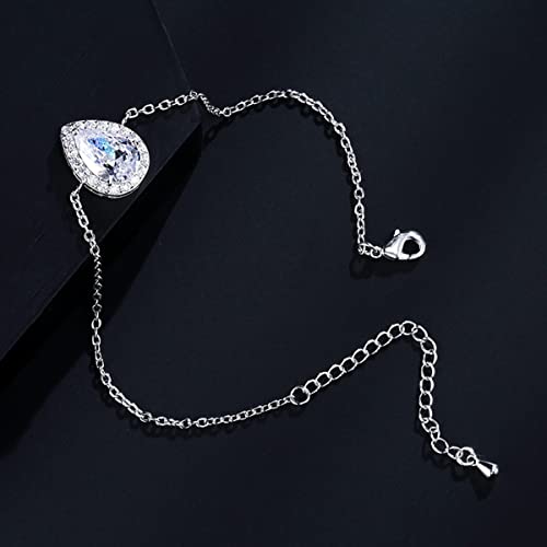 Teardrop Silver Cubic Zirconia Crystal Bracelet Elegant And Dainty Bridal Bridesmaid Bracelet #TOP1