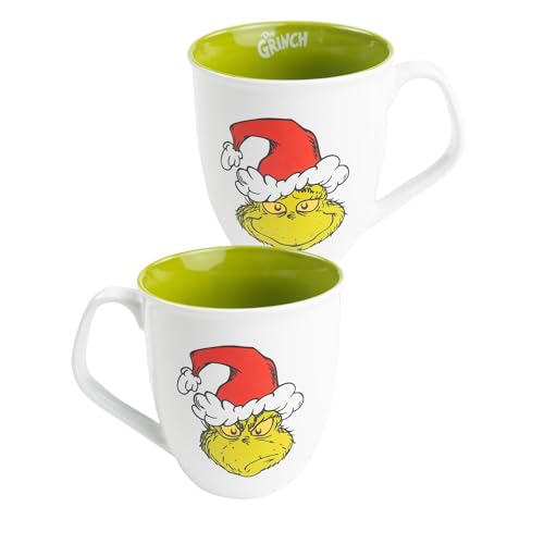 United Labels Grinch Tasse 350 ml Grün Weiß Kaffeebecher aus Keramik Kaffeetasse Weihnachtstasse