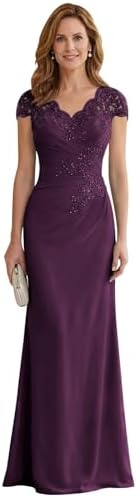 Short Sleeve Lace Mother of the Bride Dresses for Women Elegant C...