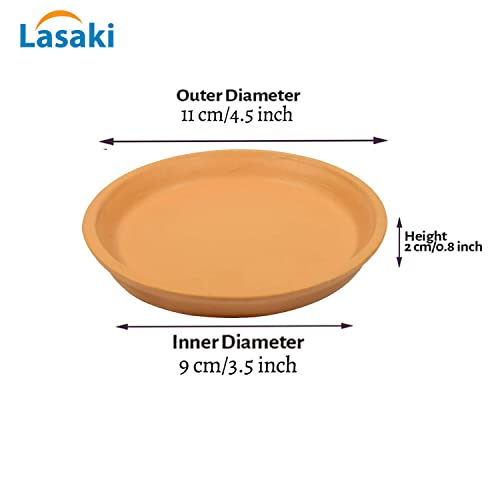 Image of Lasaki Round Ceramic Trays (Plates Saucers) for Pots, planters, Flower, Succulent(Set of 2,Ginger,3.5 inch) R3.5(Plants not Included)