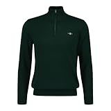 Coupe normale GANT Classic Cotton Half Zip Pull-Over, Tartan Green, S Homme
