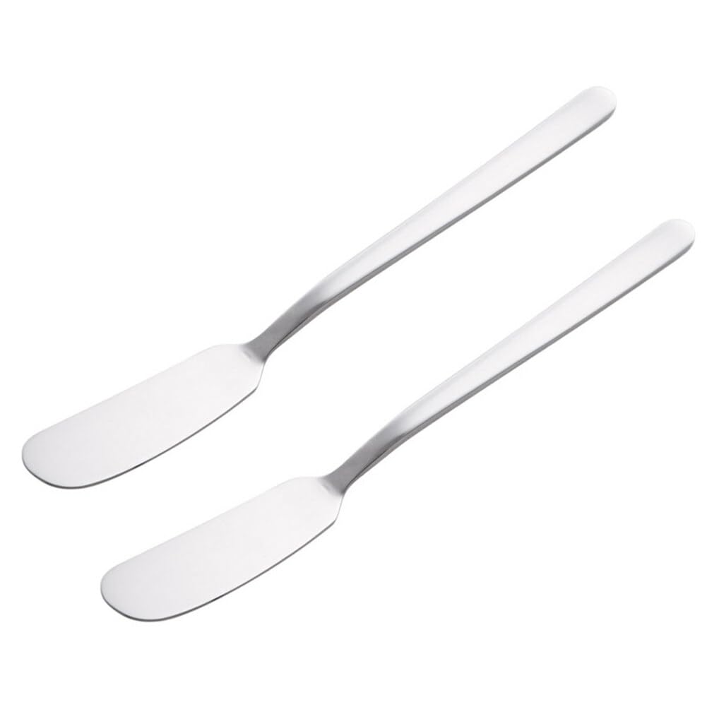 PHEZEN 2 Pcs Stainless Steel Butter Knife, Butter Spreader, Long Handle Spreader Knife for Bread, Breakfast, Jam Cream, Cheese,Condiments