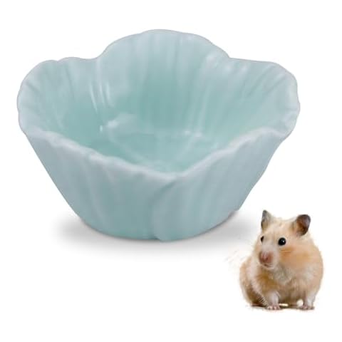 LuckyOpt Small Ceramic Pet Hamster Bowl, Easy to Clean Anti Flipping Hamster Food and Water Bowl Feeding Bowl, Small Animal Bowls for Golden Bears, Rabbits, Hedgehogs, Dutch Pigs, Parrots (Blue, s) Cover
