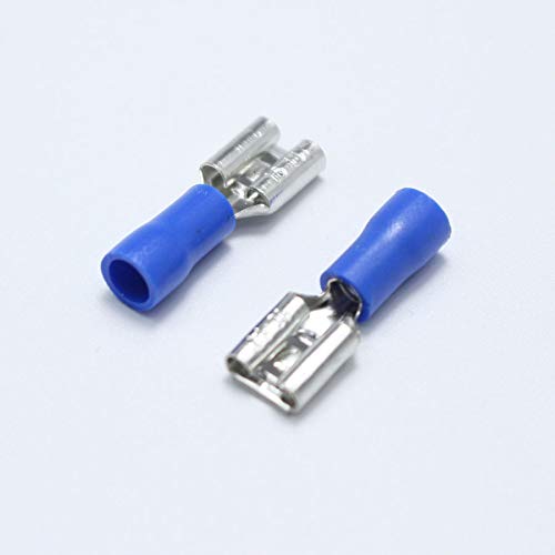 10pairs 6.3mm Spade Crimp Terminal 6.3 Male Female Pre Insulated Blue Electrical Connectors for 16-14AWG Wire /1.5-2.5mm2 Cable VUQLDHAYZ