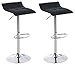 CLP Lot De 2 Tabourets De Bar Madison En Tissu I Siège rembourré I Hauteur Réglable I Pivotante I Support Métal Aspect Chromé, Couleur:noir