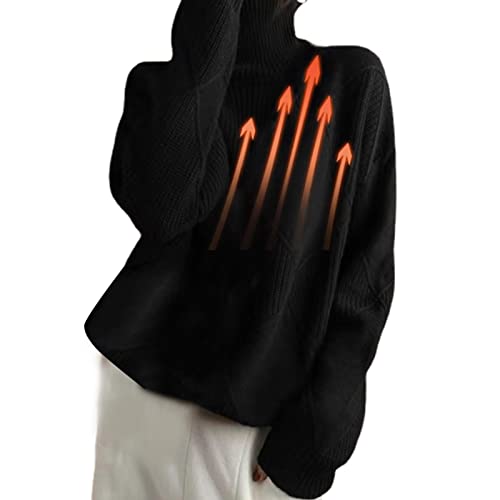 Gola alta feminina de inverno | Suéter de gola alta de manga comprida,Suéter de gola alta solta outo