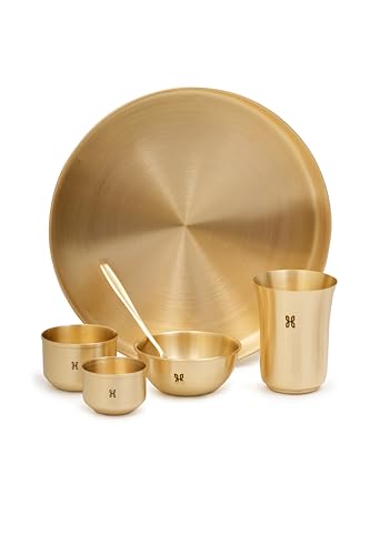 Image of Brass Kumcha Plate (10 inch) | Pure Brass Dining Thali | Traditional Elegant Serving Plate | Lightweight, Durable & Easy to Maintain | Premium Brass Plate for Daily Use & Gifting