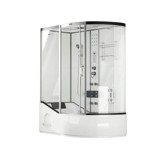 Home Deluxe - Duschkabine All IN 2in1 - Weiß, 170 x 90 x 220 cm Rechts - inkl. Regendusche, Fußmassage, Radio und Zubehör I Duschkabine Fertigdusche Badewannenkombination, Duschtempel