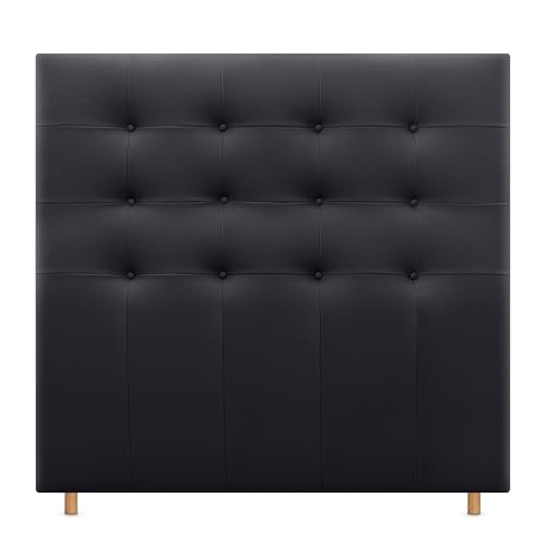 DHOME Cabecero Tapizado Capitoné Suelo de Polipiel para Cama Matrimonio Cabezal Dormitorio (Negro, 150cm)