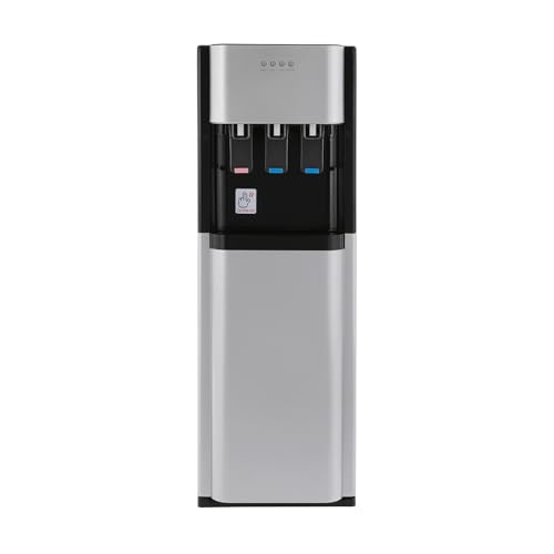 Dispensador de agua de pie con diseño de base, enfriador de agua 3 en 1, para agua caliente/fría/temperatura ambiente, mango ergonómico, para casa y oficina