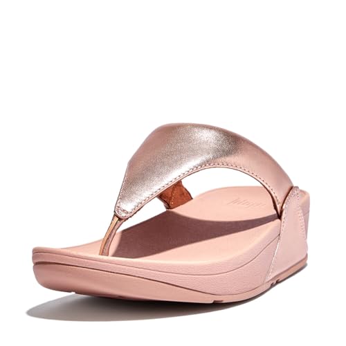 Image of FitFlop Women's Lulu Leather Toepost Sandal, Rose Gold - 4 M US