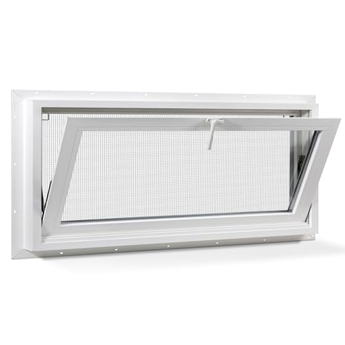 COLORPAPA Vinyl Hopper Basement Window, 32' x 14' Sliding...