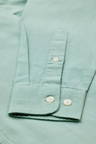Image of SNITCH Men's Shirts | Slim Fit Cotton-Linen Blend | Classic Button-Down Collar & Full Sleeves | Casual & Formal Wear