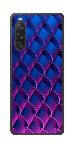 ClearView Sony Xperia 10 V用 プリント 背面 保護 フィルム 日本製 Design by YA 幾何学 風 模様 青紫 系
